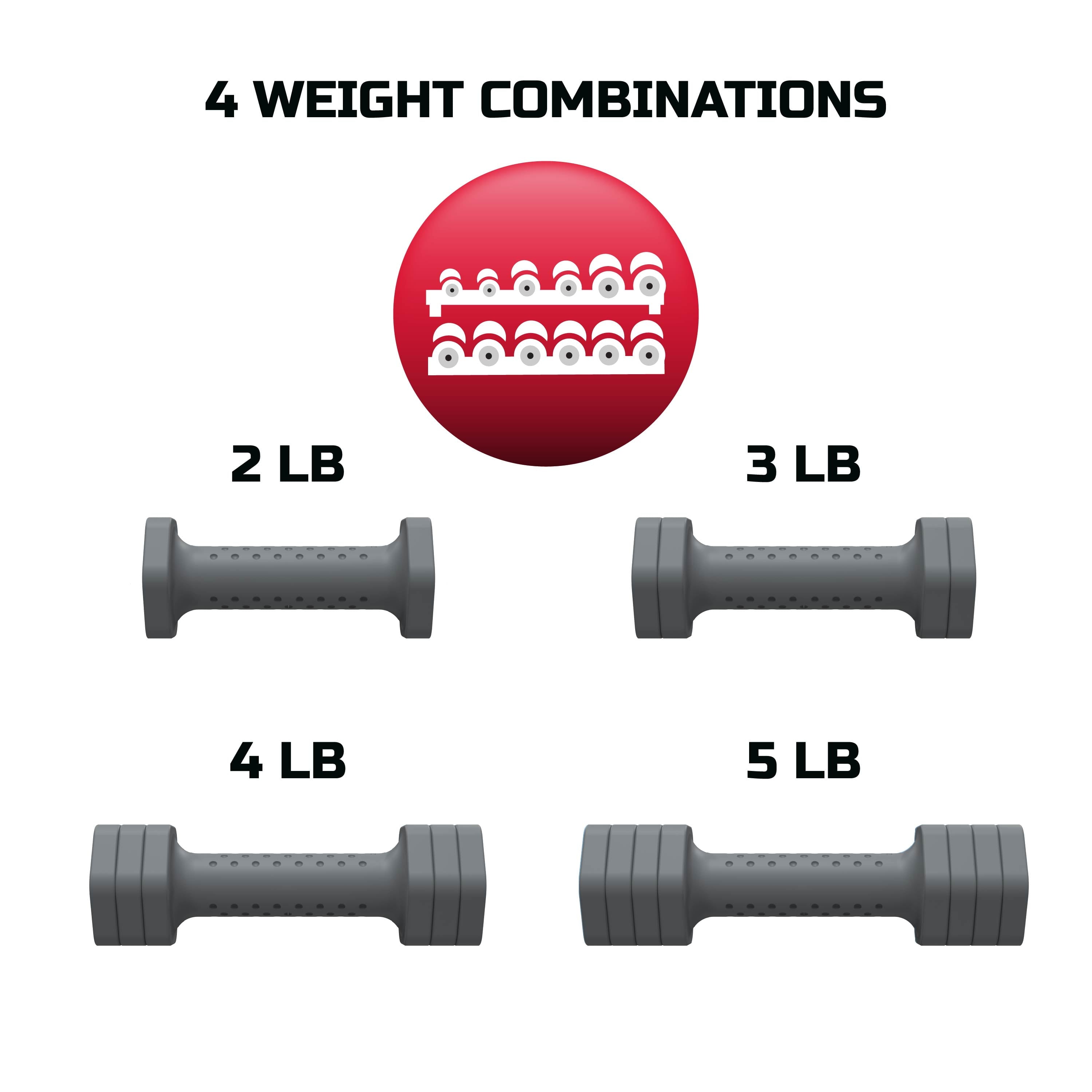 5-Lb Adjustable Dumbbells 4-In-1 Hand Weights for Home Gym, Gray 2-Pack