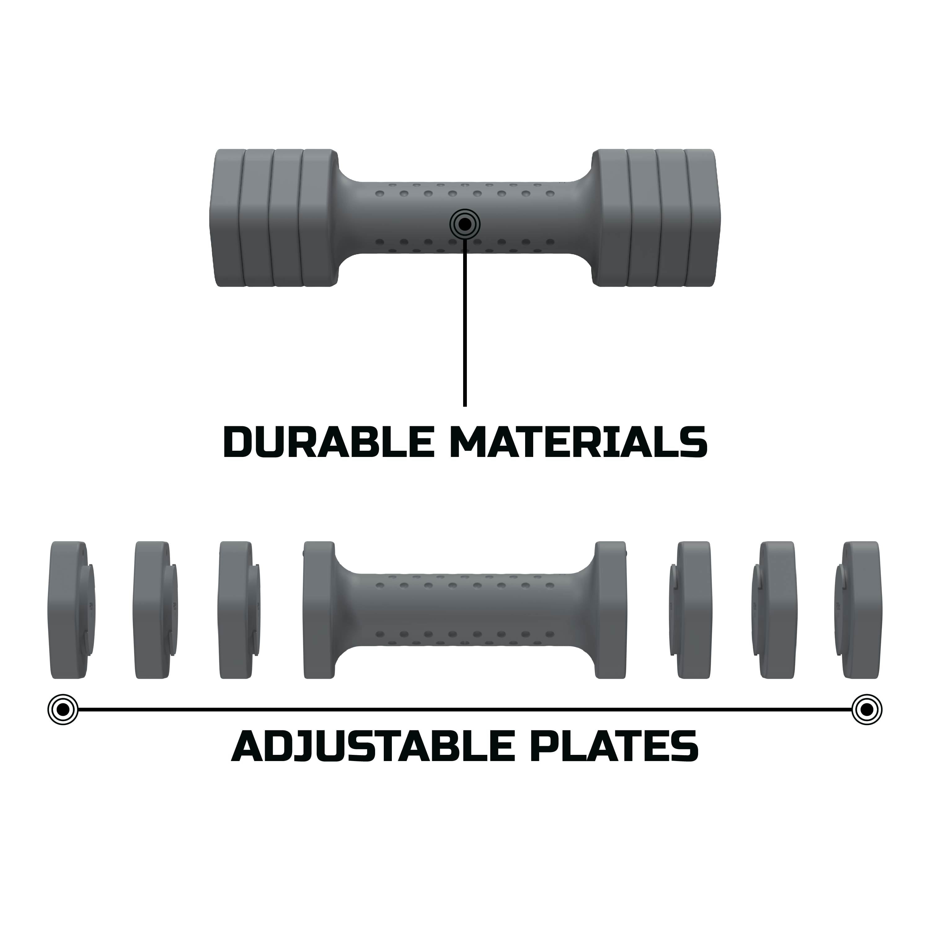5-Lb Adjustable Dumbbells 4-In-1 Hand Weights for Home Gym, Gray 2-Pack