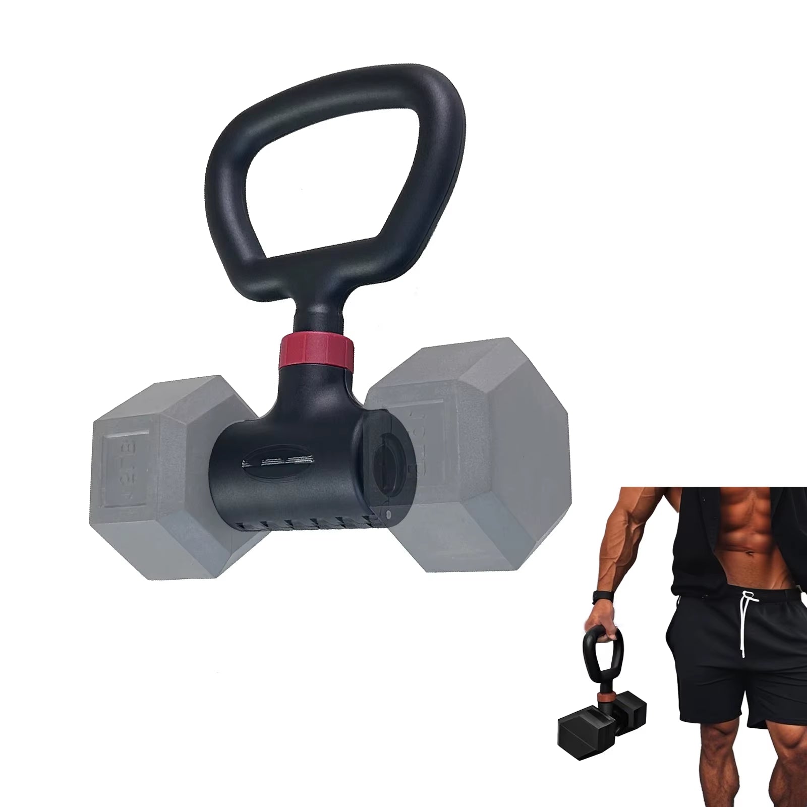 Hyperbell Dumbbell Converter - Convert Dumbbells to Barbell Set and Kettlebell for Home Fitness - Adjustable & up to 20